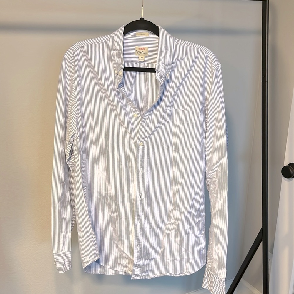 Men’s J. Crew long sleeve cotton button up pin stripes